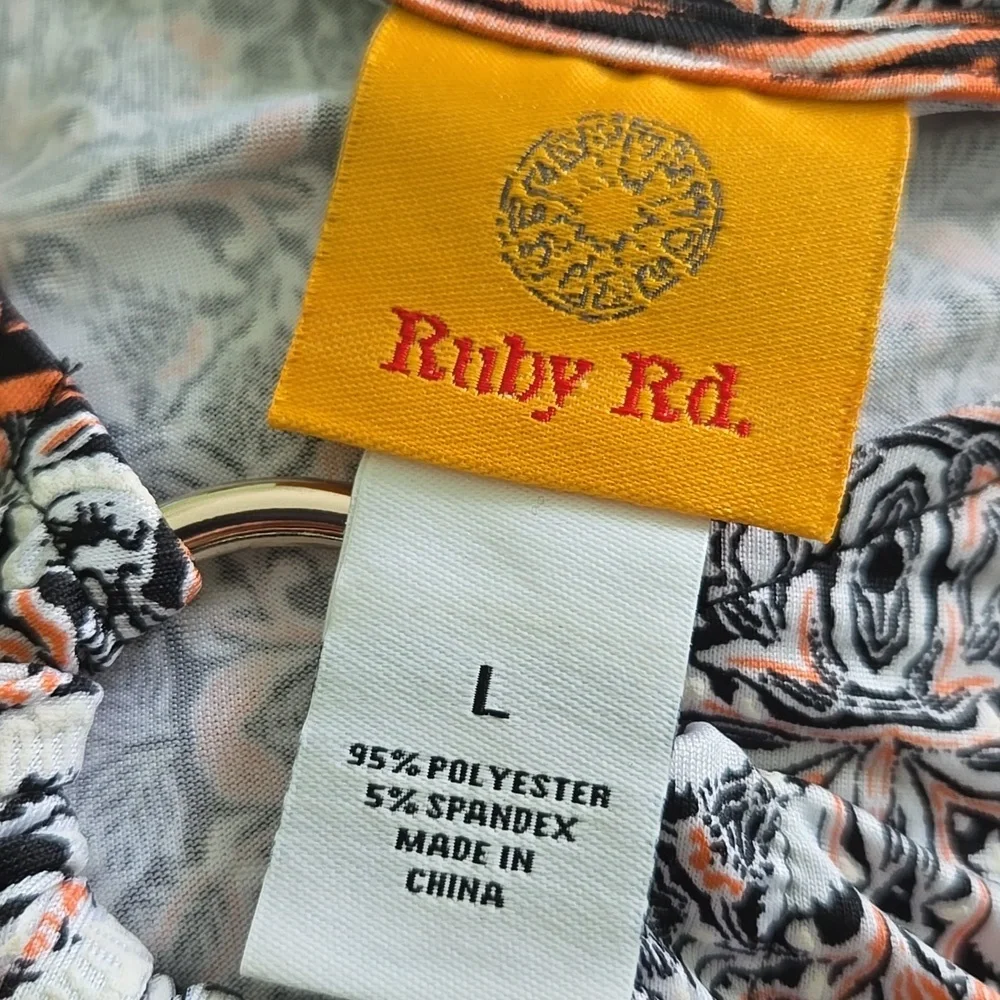Ruby Rd. Black and Orange Patterned Blouse - Picture 4 of 5